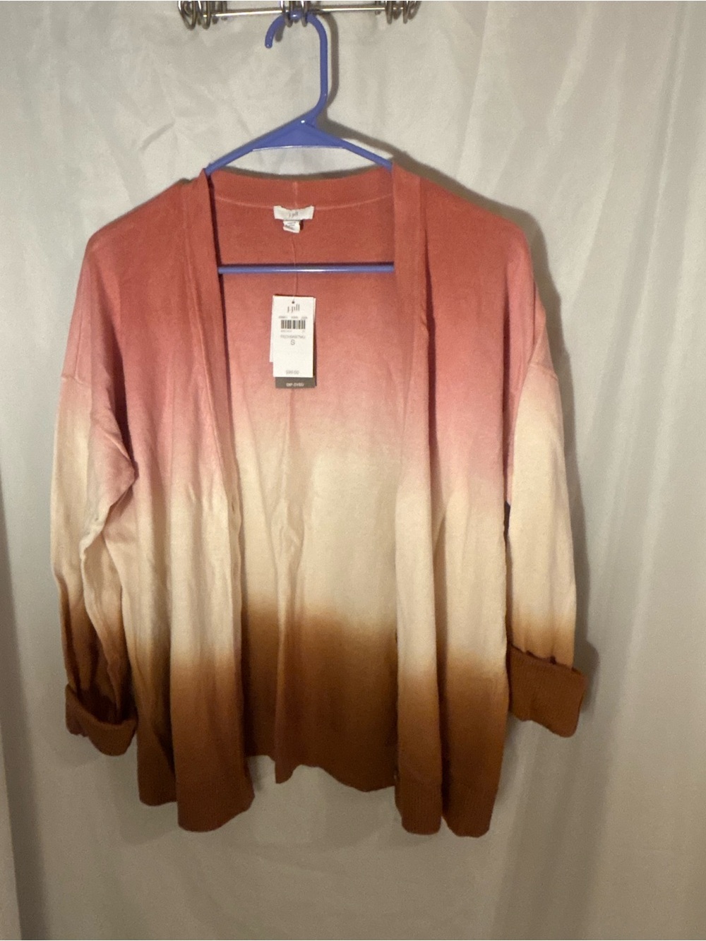 J. Jill Ombre Open-Front Cardigan in Pink, Cream & Brown
